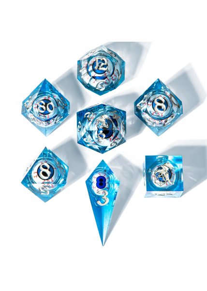 "Always Watching" Sharp Resin Dice - BLUE EYES